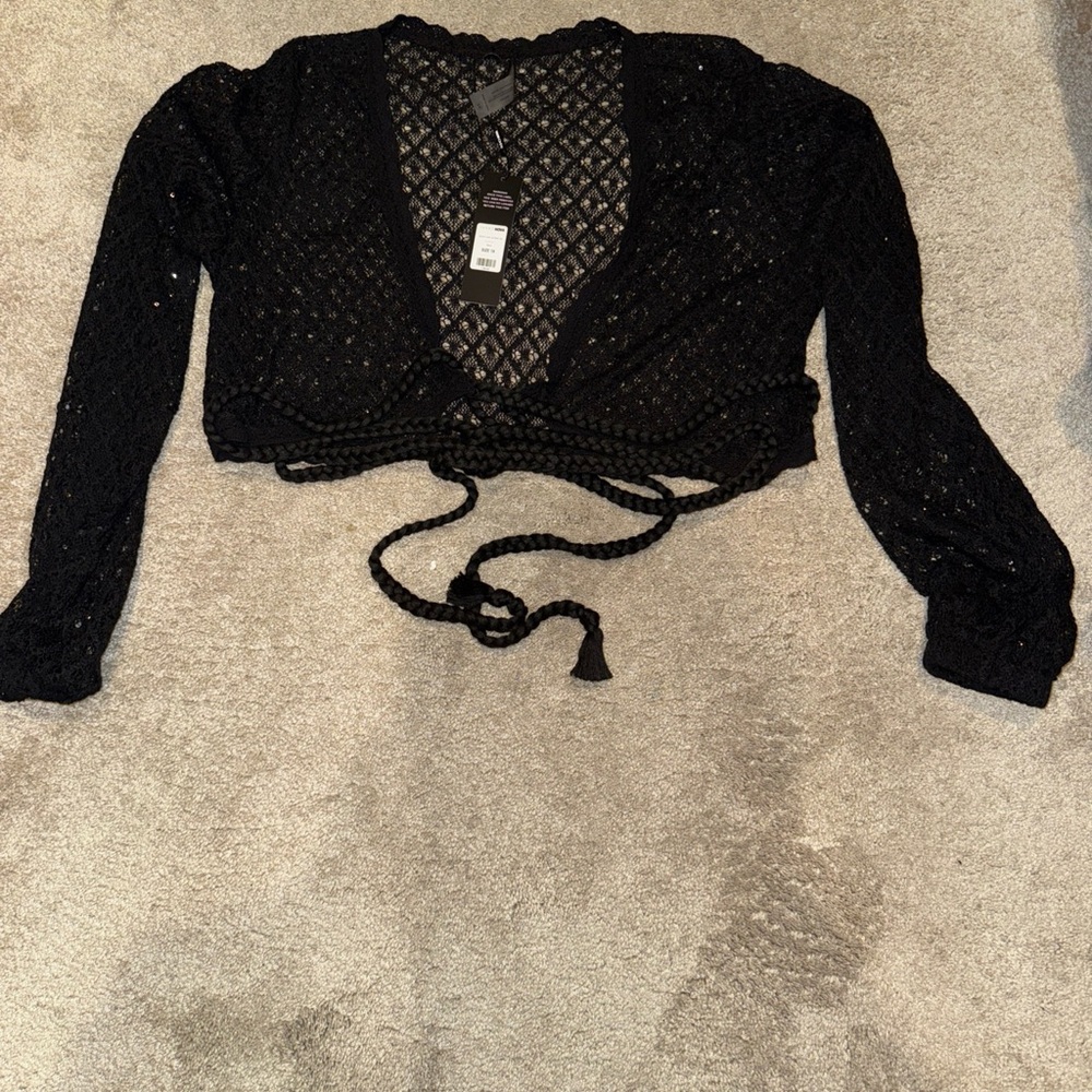 Fashion Nova Black Crochet Crop Top